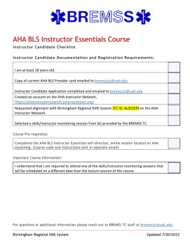 BLS IE Candidate Checklist