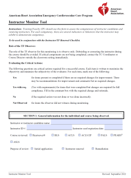 AHA Instructor Monitoring Tool