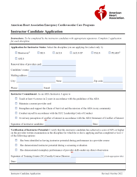 AHA Instructor Application