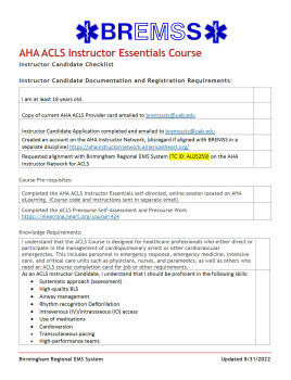 ACLS IE Candidate Checklist