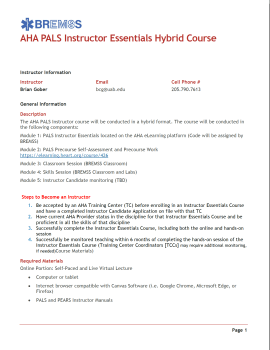 PALS IE Syllabus