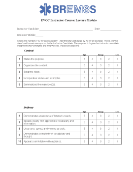 EVOC Module A Lecture Rubric